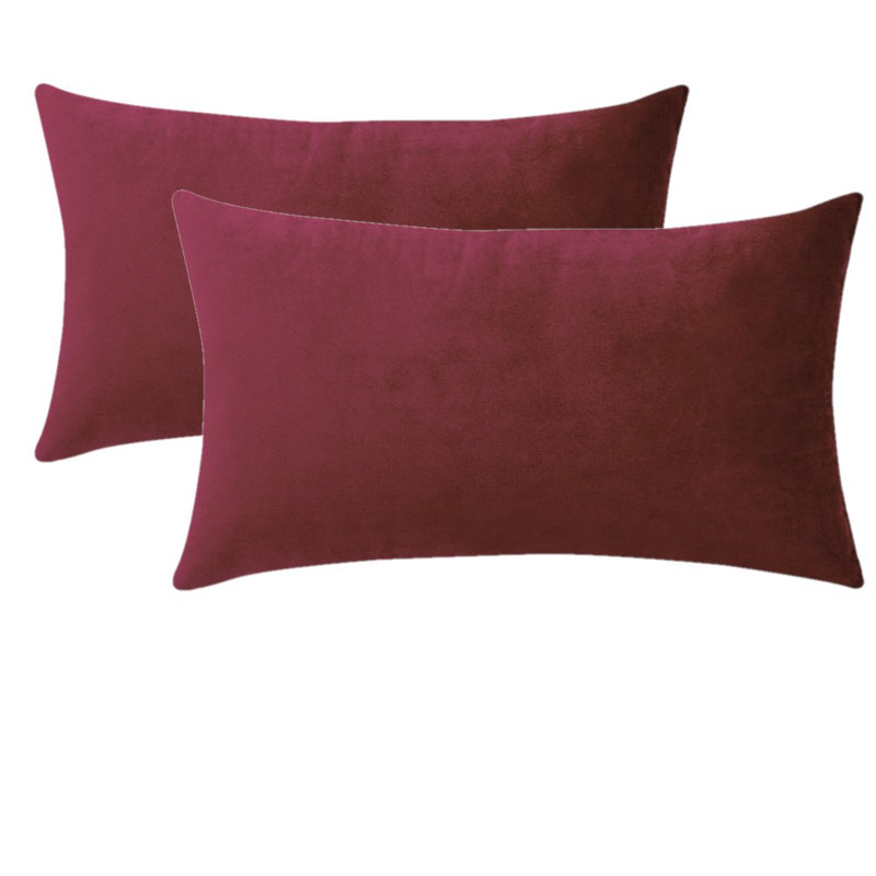 Velvet Reversible Throw Pillow, Wine Red, No
