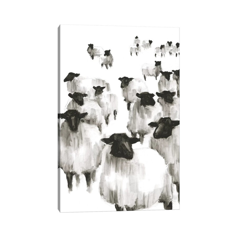 «Counting Sheep I» par Ethan Harper - reproduction d'art, H 18 po x l 12 po x 1,5 po, Toile tendue, Pas de tapis