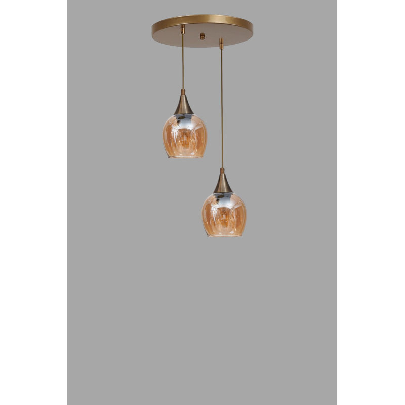 Lustre, 2 niveaux, Deux lumières, Or / miel