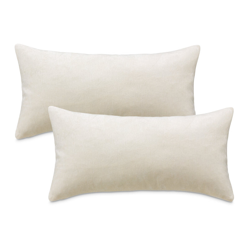 Cream Chenille Rectangular Feather Throw Pillow