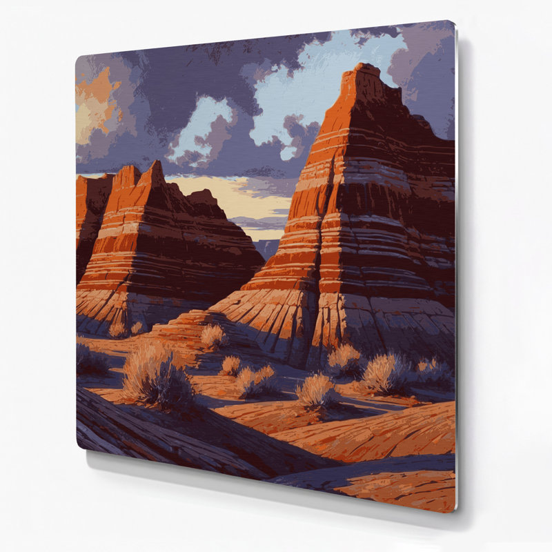 Art mural en métal brun du sud-ouest, Badlands 97, H 12 po x l 12 po