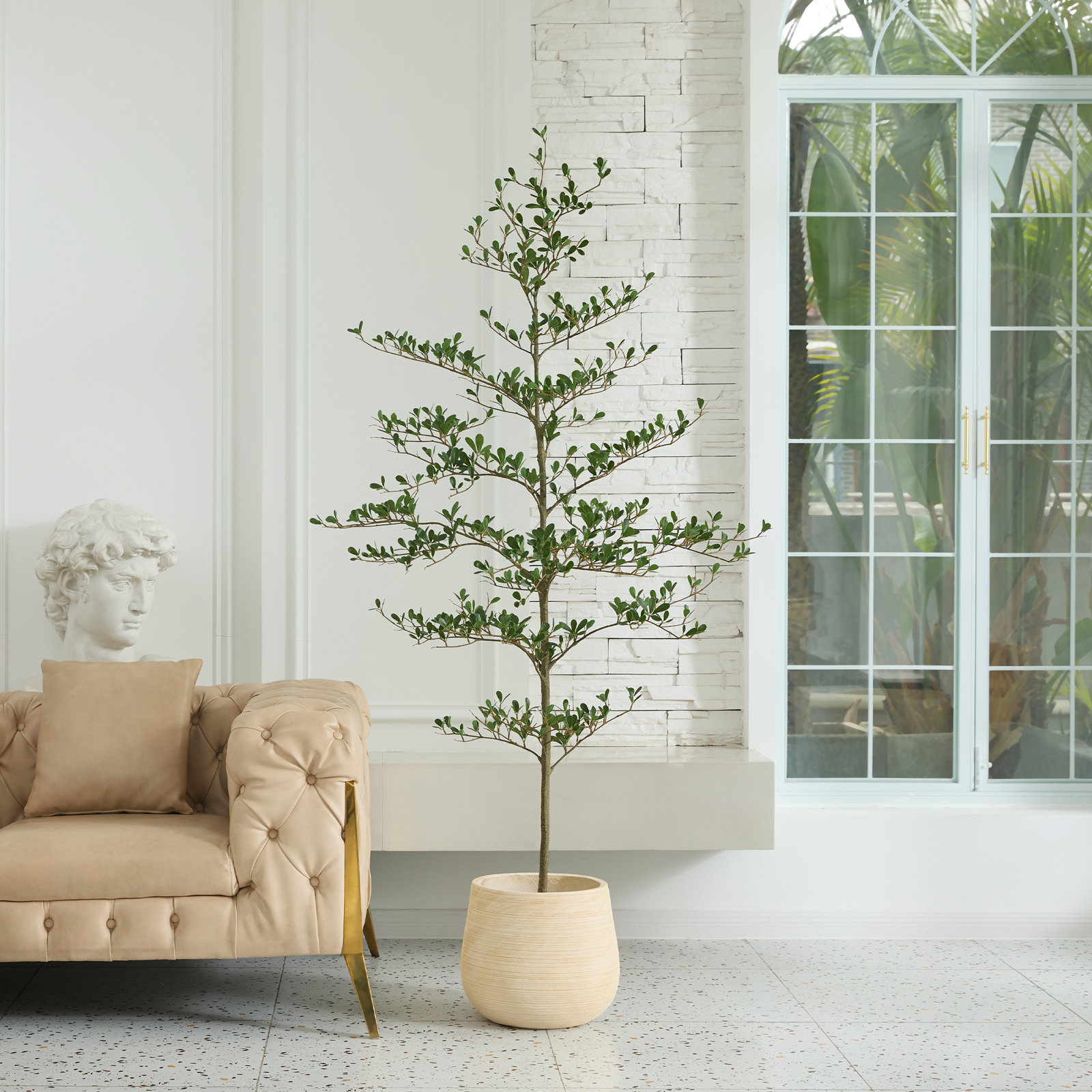 Adcock 84" Olive Tree in Pot, 72" H x 22" W x 22" D