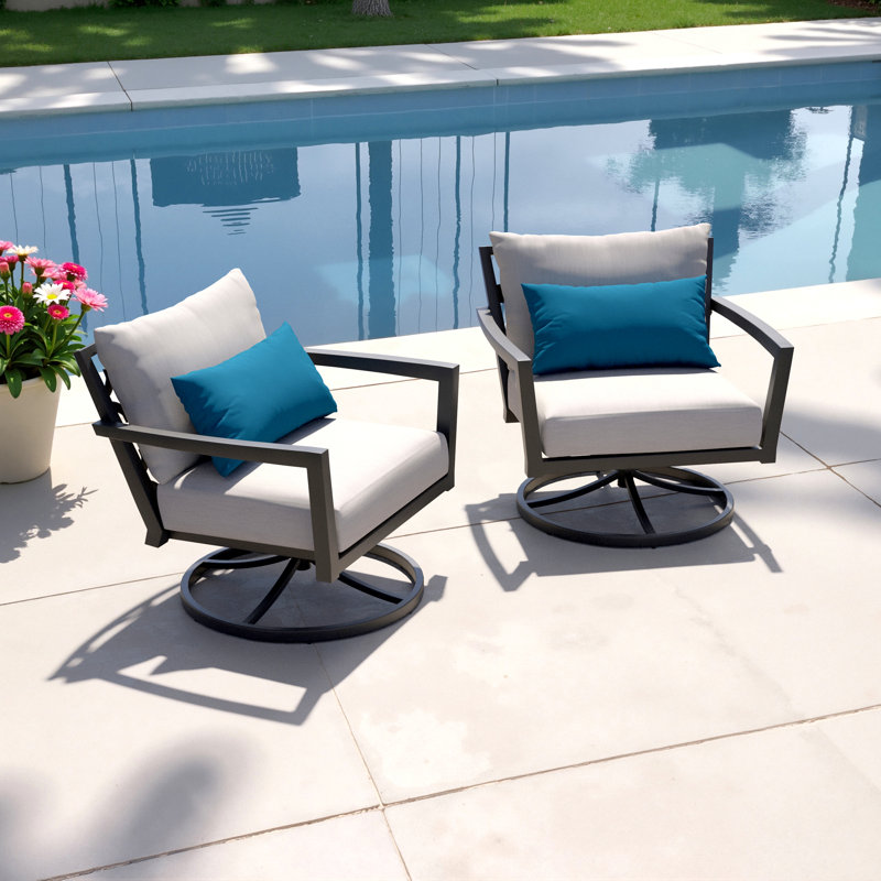Chaise de jardin pivotante avec coussins Sunbrella Calliann