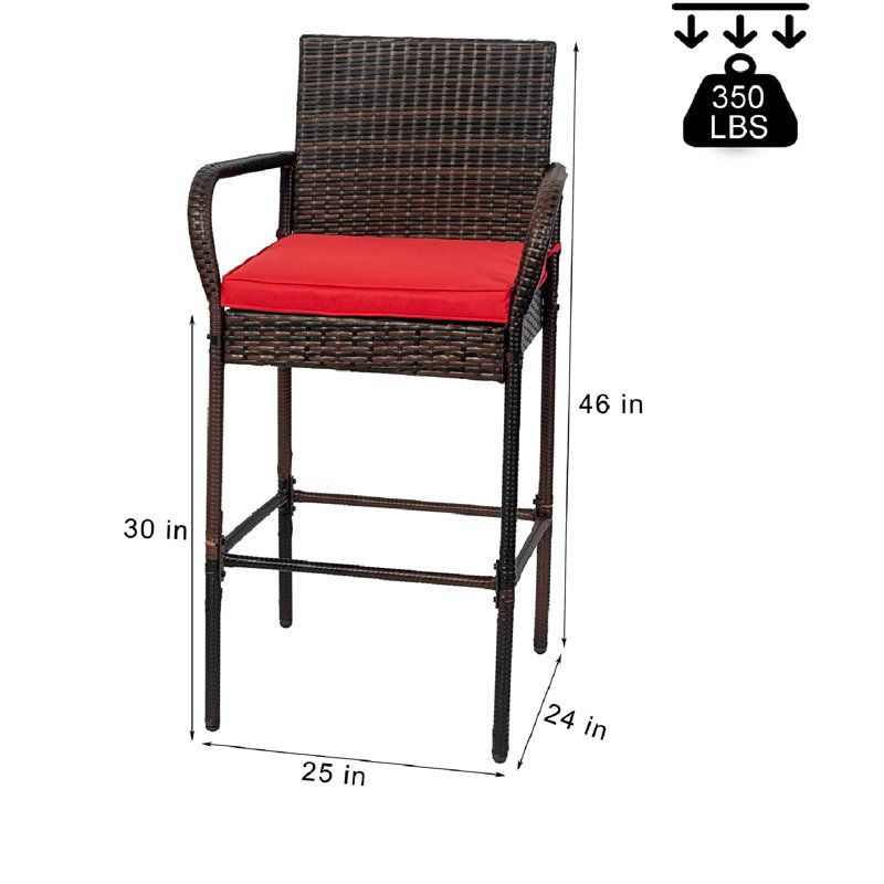 Tabouret 30 "avec coussin, Rouge