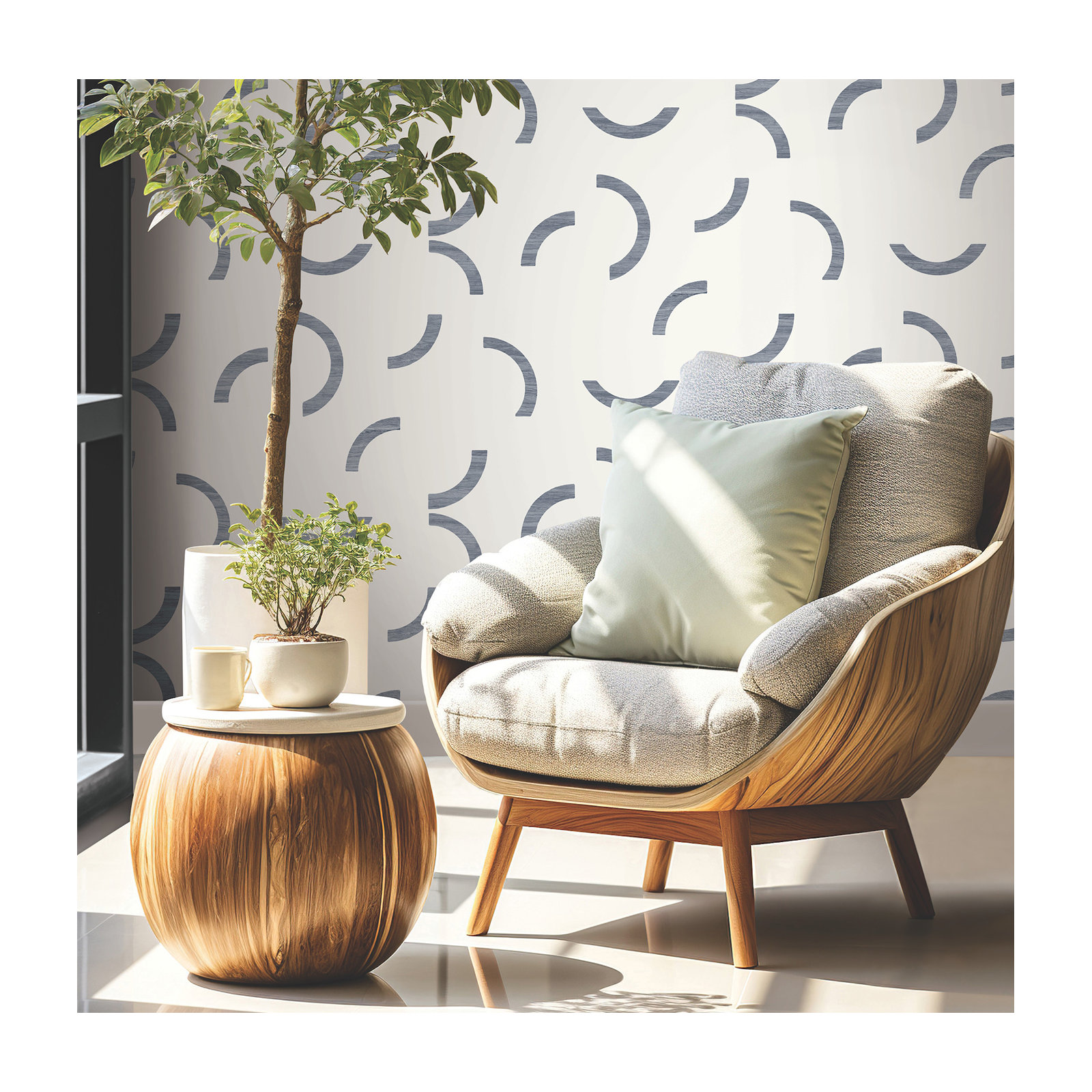 Grabiel Wallpaper, Navy