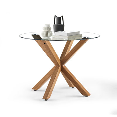 Round Glass Top Metal Base Dining Table