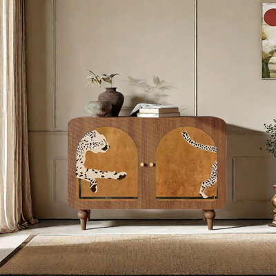 Modern Art deco solid wood accent cabinet.