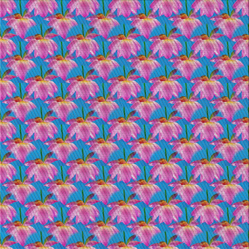 Tapis floral mauve / rouge, Carré 4 pi