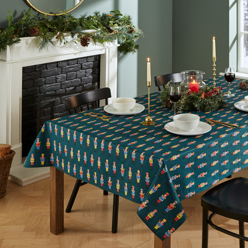 Christmas Nutcracker Cotton Table Cloth, 137cm W x 178cm L