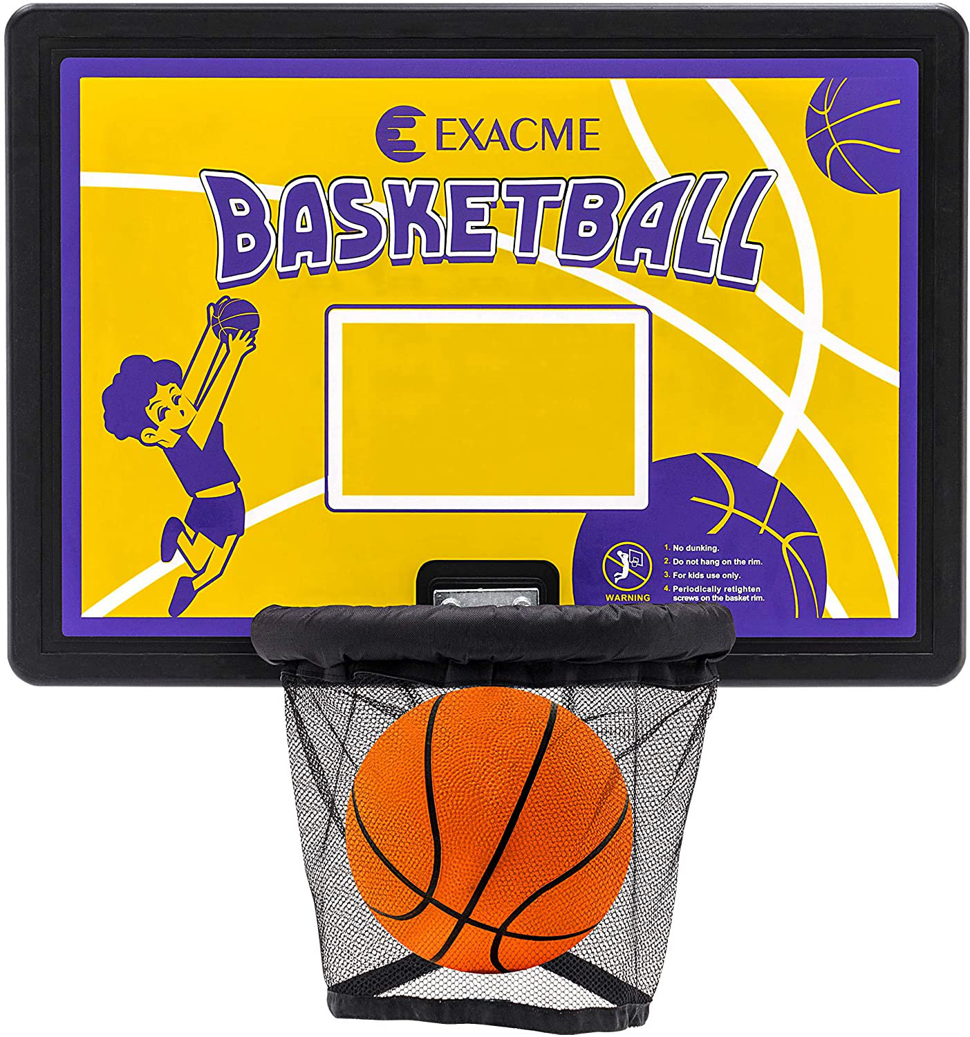 Exacme Trampoline Basketball Hoop and Ball for Kids, Rectangle