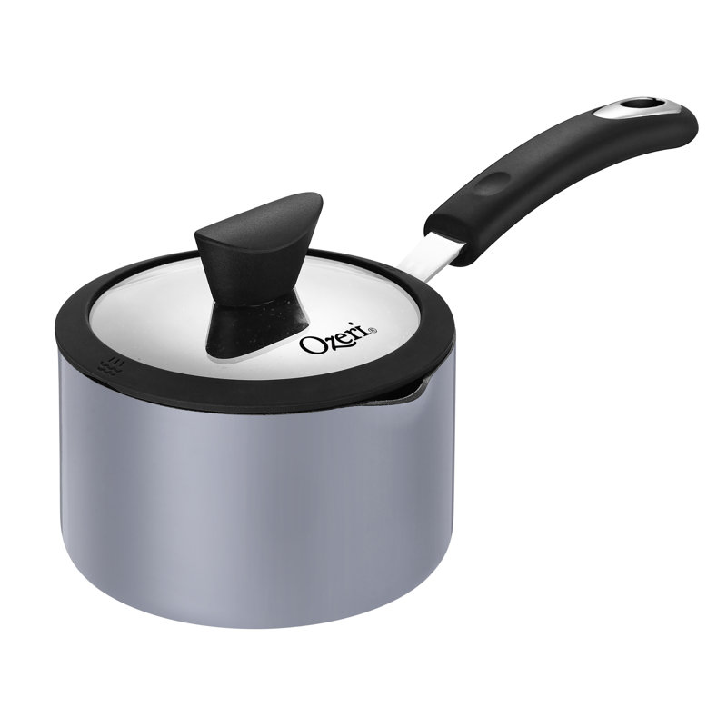 Casserole antiadhésive de 5,3 pte avec couvercle Ozeri Stone Earth All-In-One APEO & PFOA, 1,5 L (1,6 pte), Gris foncé