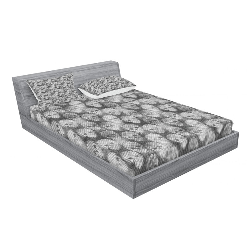 Skull Microfiber Sheet Set, Queen Sheet Set + Fitted Sheet + 2 Pillowcases