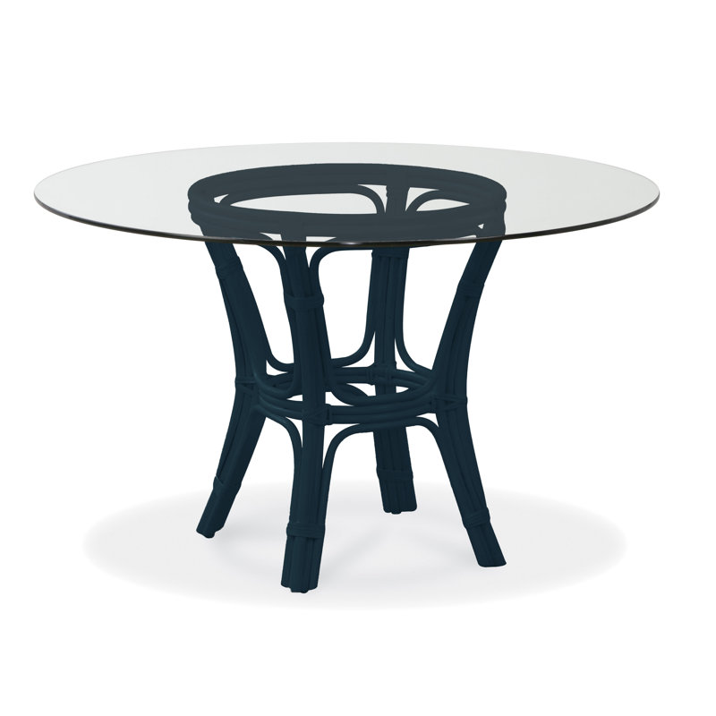 Trellis Round Glass Dining Table, 29" H x 48" L x 48" W, Navy