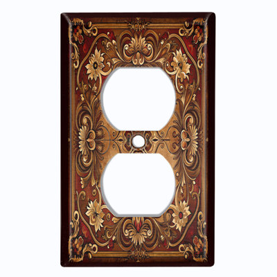Couvercle de plaque d'interrupteur en métal; Bascule de taille standard 2 US - image imprimée d'un design rétro de Baorque