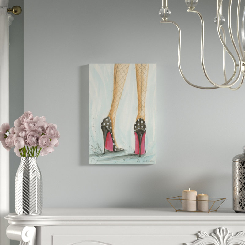 «Date Night Polka Dot Heels» par Bella Pilar, reproduction d'art sur toile tendue, H 26 po x l 18 po x P 1,5 po, Pas de tapis