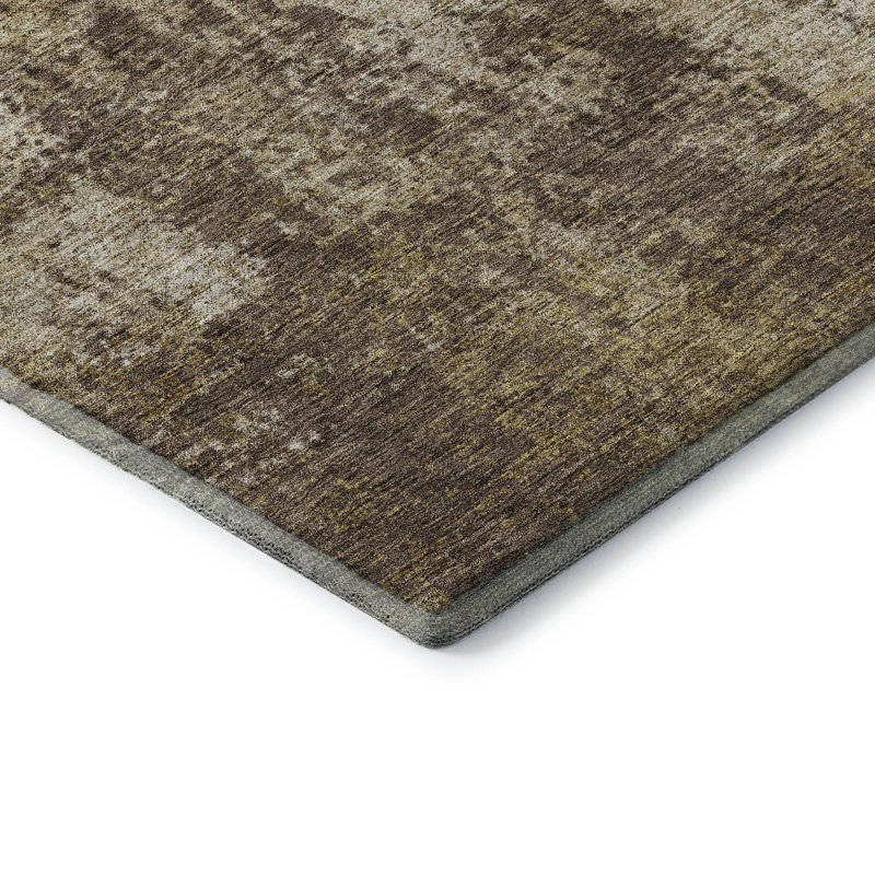 Premium Machine Washable Prisco Brown Rug, Rectangle 10' x 14'