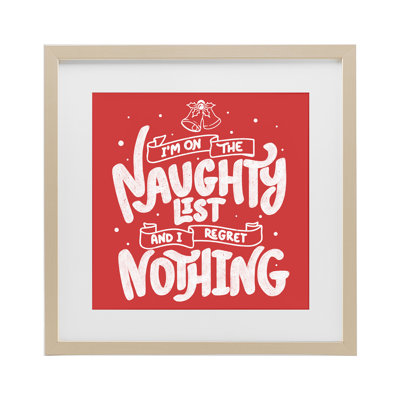 «Naughty List Regret Rien», reproduction sous verre encadrée, design par Tobe Fonseca