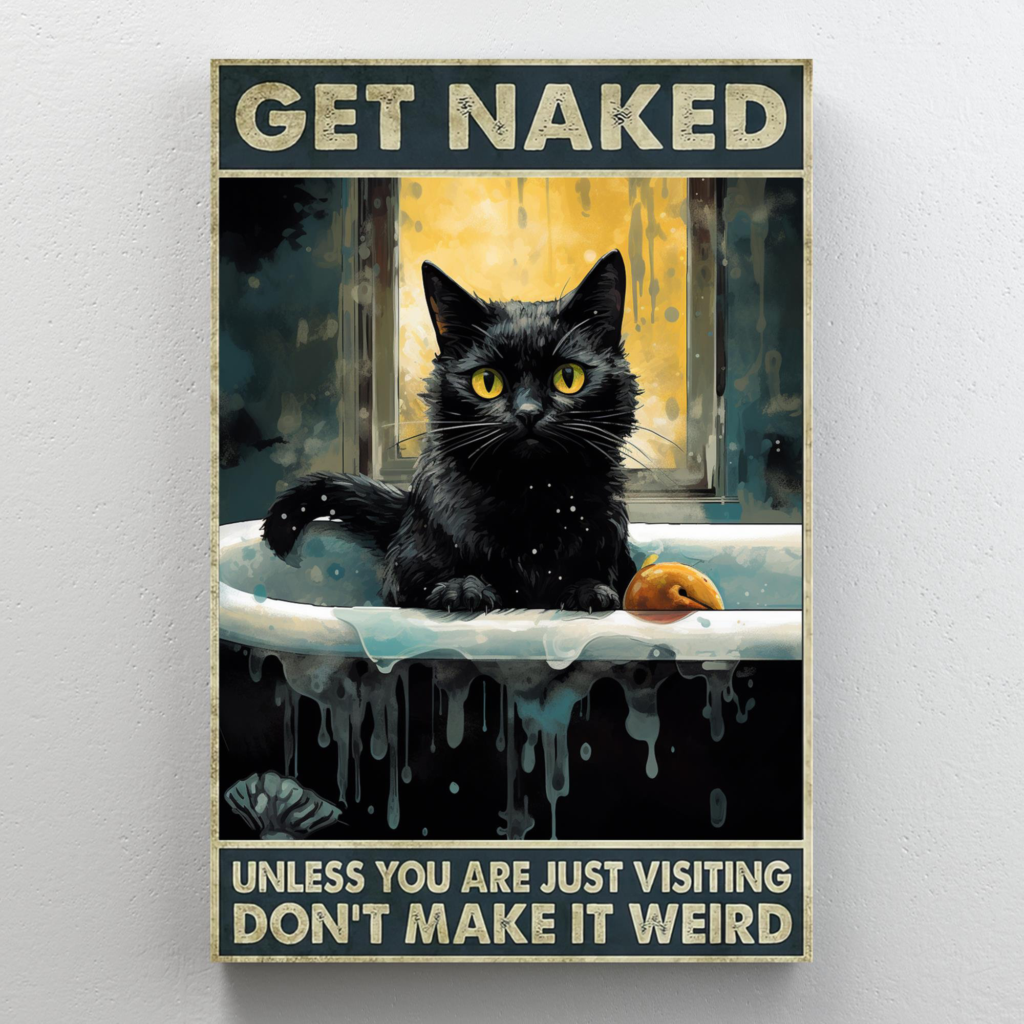 Trinx Black Cat Get Naked On Canvas Print Wayfair