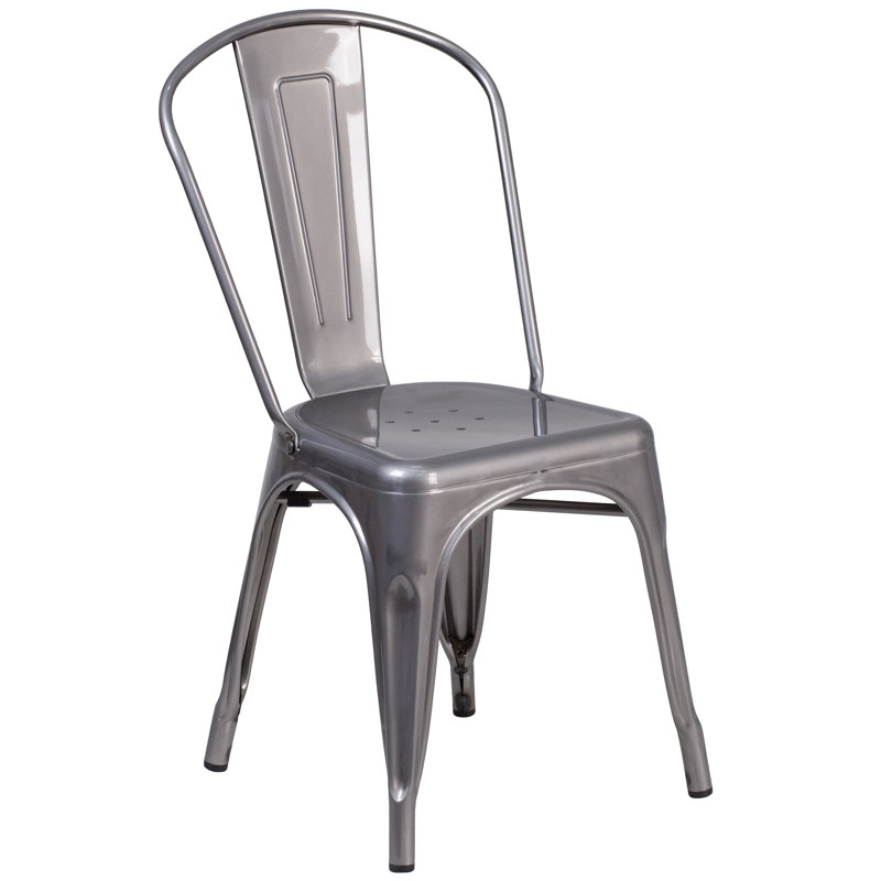 Chaise d'intérieur empilable transparente en métal enduit