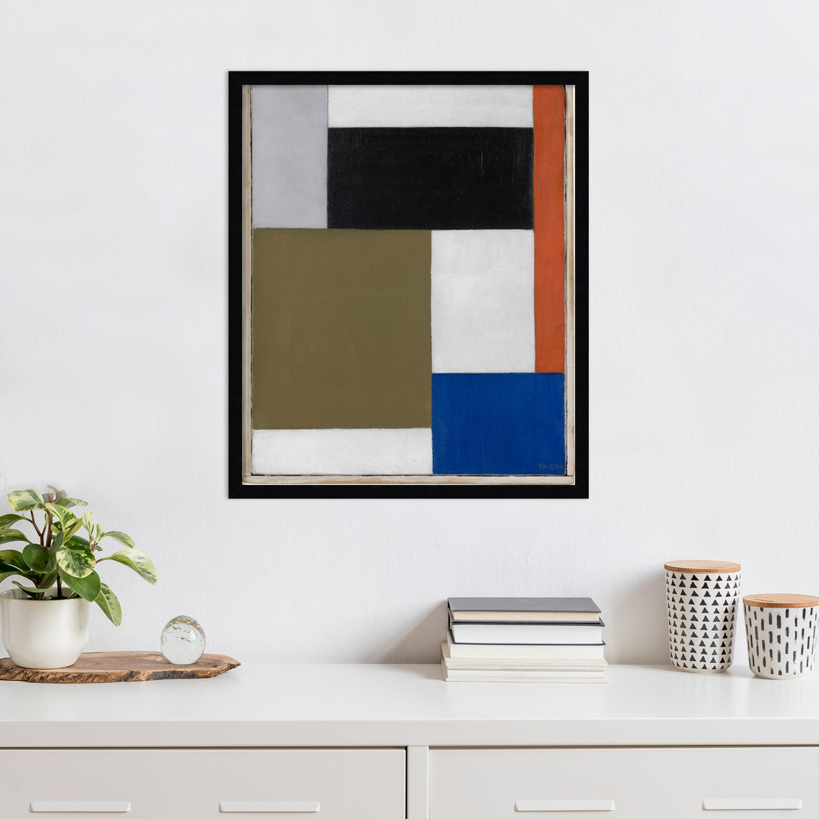 Composition by Theo Van Doesburg, Black Paper Framed, 41" H x 33" W