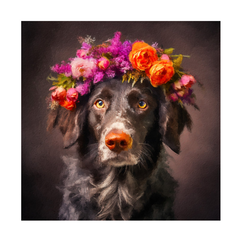 Art sur toile Pearly Sean Parnell Dog Flower 1, H 14 po x l 14 po x P 2 po