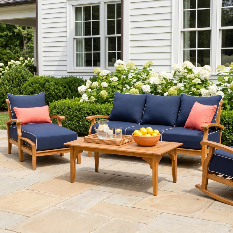 Summerton 5-Piece Teak Outdoor Conversation Set With Cushions