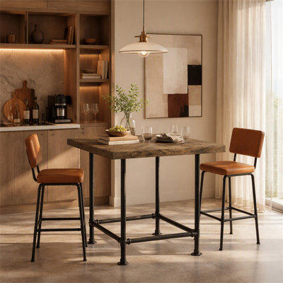 Table bistro 35,4 po, comptoir à café avec plateau en bois et plateau en bois