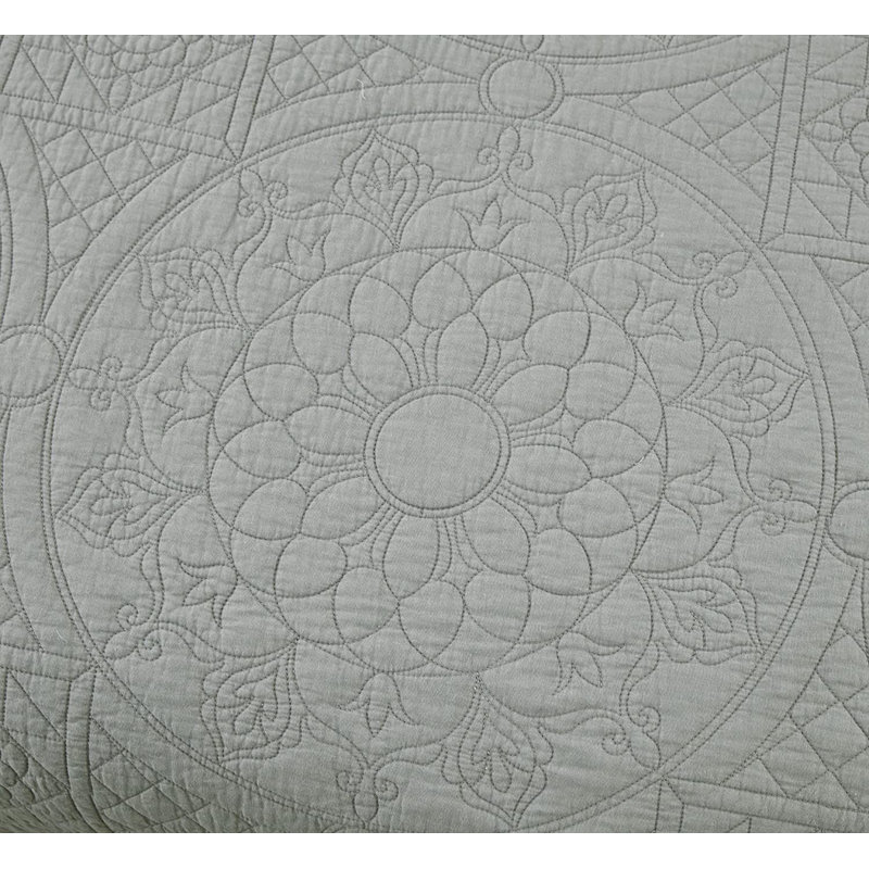 Cotton Quilt, King Quilt + 2 King Shams, Gray