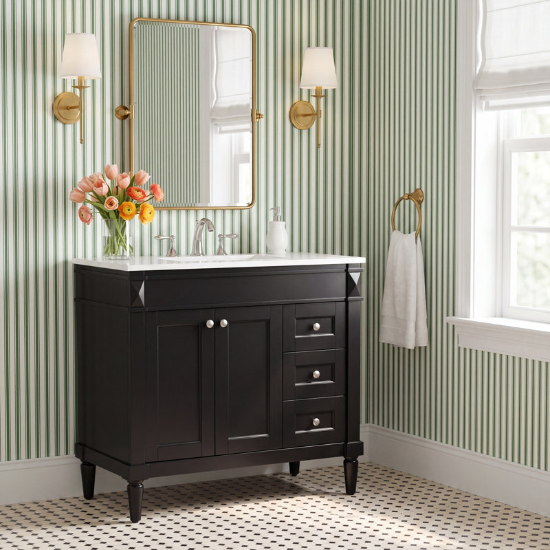 Readington 36 " W Freestanding Standard Free Standing 1 Single Vanity Bathroom Vanity With Engineered Marble Top, White