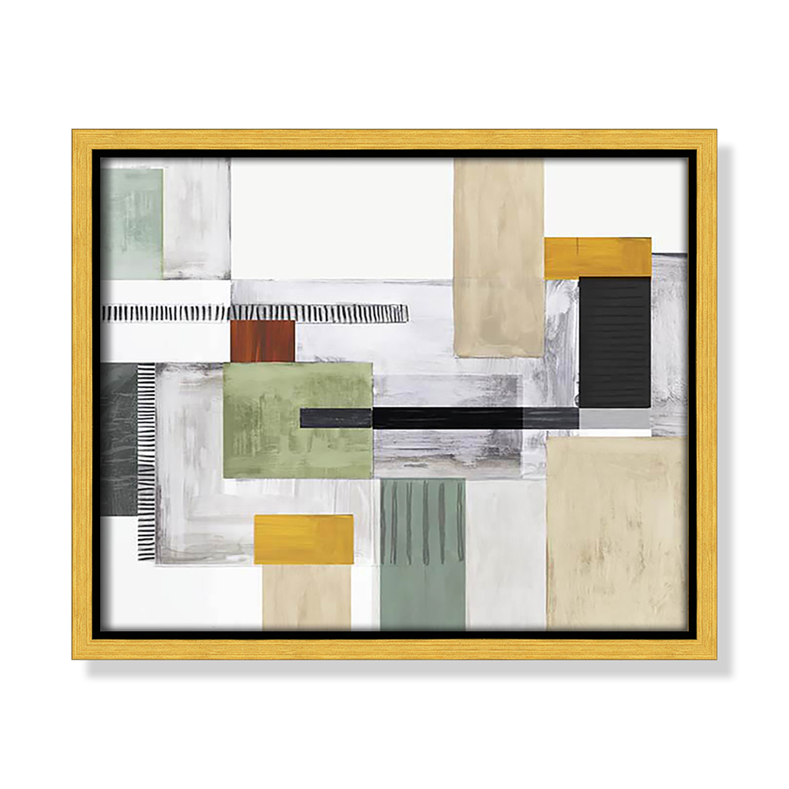Playful Blocks Print by Tom Reeves, No Mat, Gold Floater Framed, 9.5" H x 11.5" W x 2" D