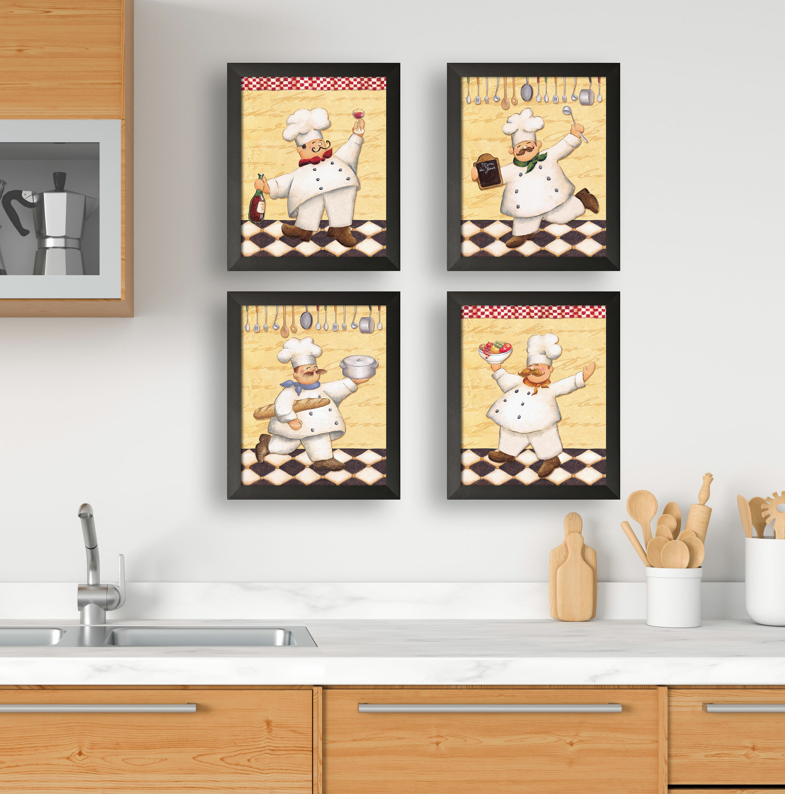 https://assets.wfcdn.com/im/95656541/compr-r85/7089/70897017/happy-french-chef-kitchen-framed-on-paper-4-pieces-by-daphne-brissonnet-print.jpg