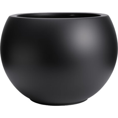 10" H x 14" Dia Modern Small Round Black Fiberstone Planter Pot with Drainage Hole, Lightweight UV-Resistant Planter for Olive Trees, Snake Plants & Houseplants, Indoor Outdoor Balcony, Deck & Garden