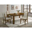 Ensemble de 2 chaises de salle à manger Liyo, structure en bois brun, assise en tissu beige