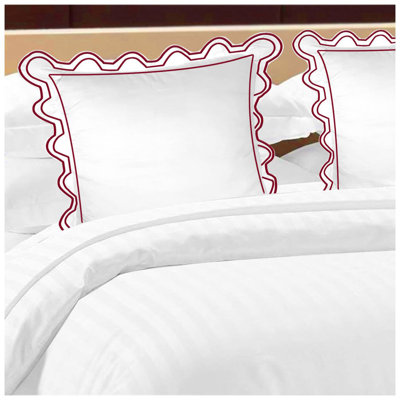 400TC U Shape Scallop Embroidery Cotton Solid Euro Sham
