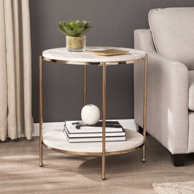 Stamper Top End Table with Storage