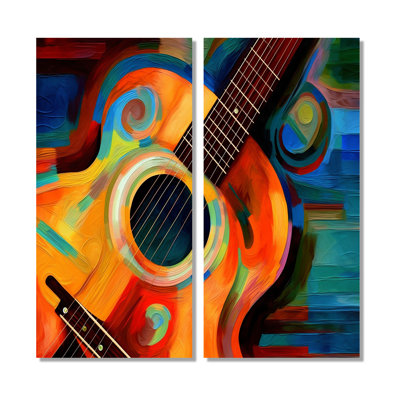 Musique en couleur I - décoration murale orange 2 panneaux