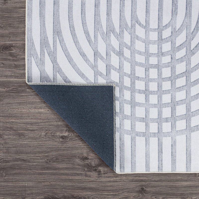 Veliz Machine Washable Geometric Performance Gray/Ivory Area Rug, Rectangle 2' x 3'