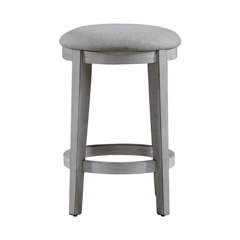 Cassady Console Stool w/ Upholstered Seat, White
