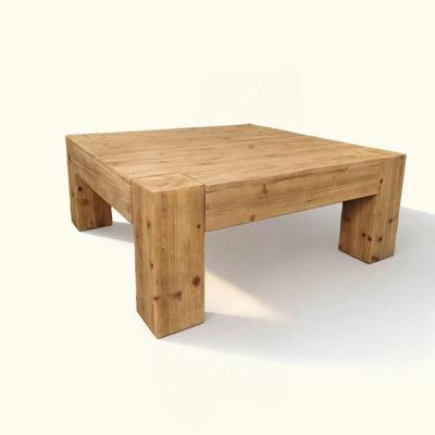 Solid Wood Nordic Japanese Wabi-Sabi Coffee Table – Thick Block Leg Design, For Living Room/Study/Balcony