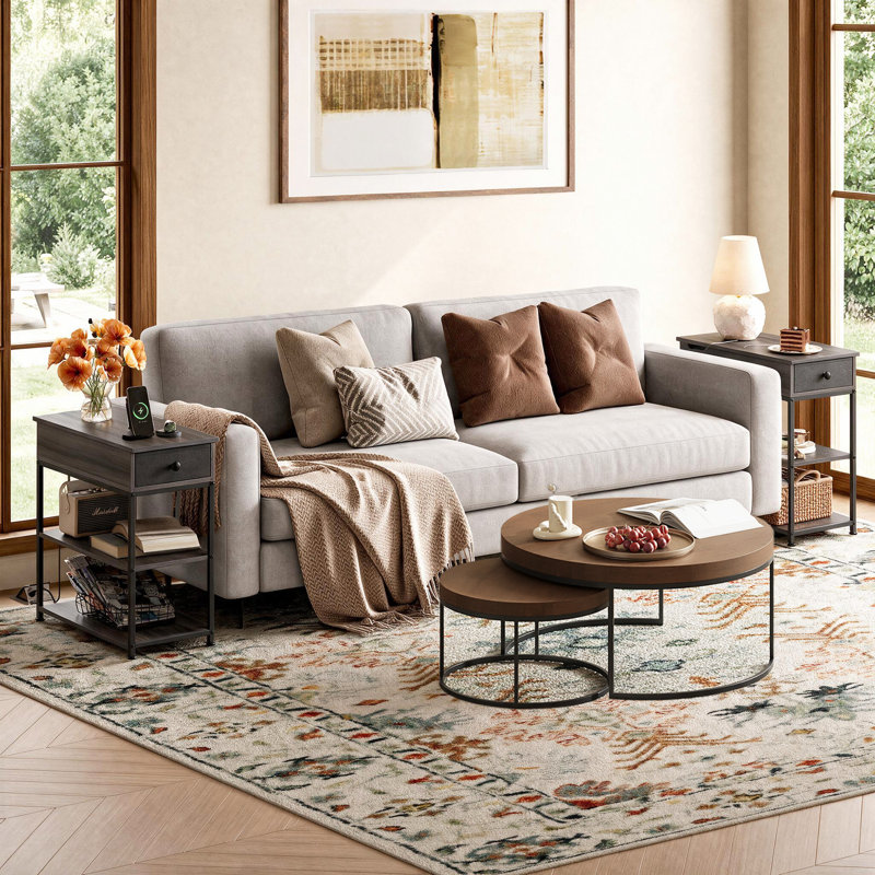 2 - Piece Living Room Table Set, Dark Brown/Black