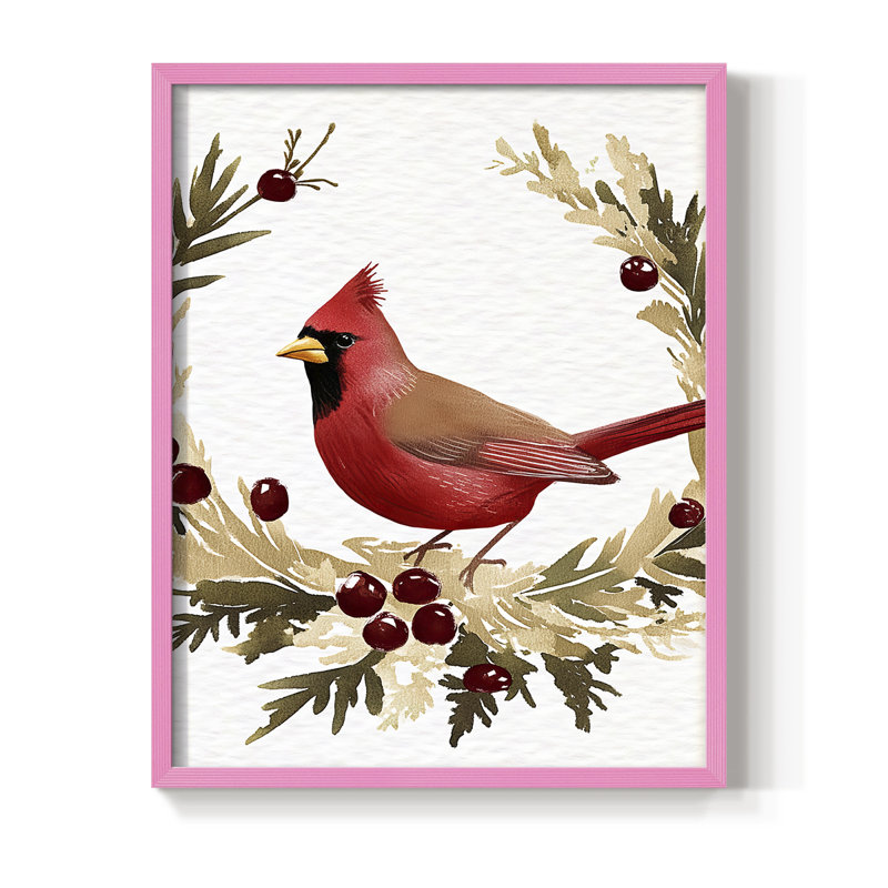 «Christmas Holiday Art», reproduction d'art encadrée - Bois massif, H 11 po x l 9 po, Rose