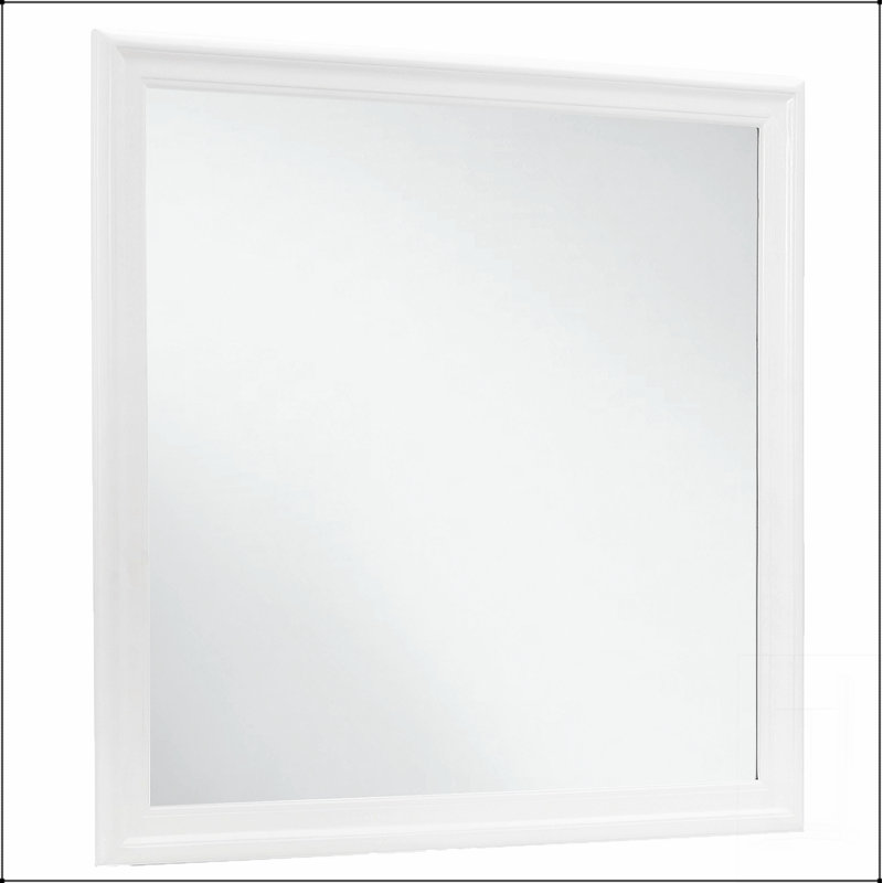 Miroir Charleston avec DEL en verre trempé et cadre en bois blanc, pour des intérieurs modernes et élégants., Blanc