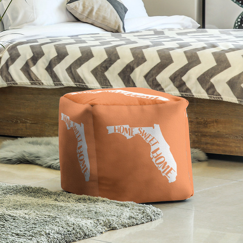 Upholstered Ottoman, Orange