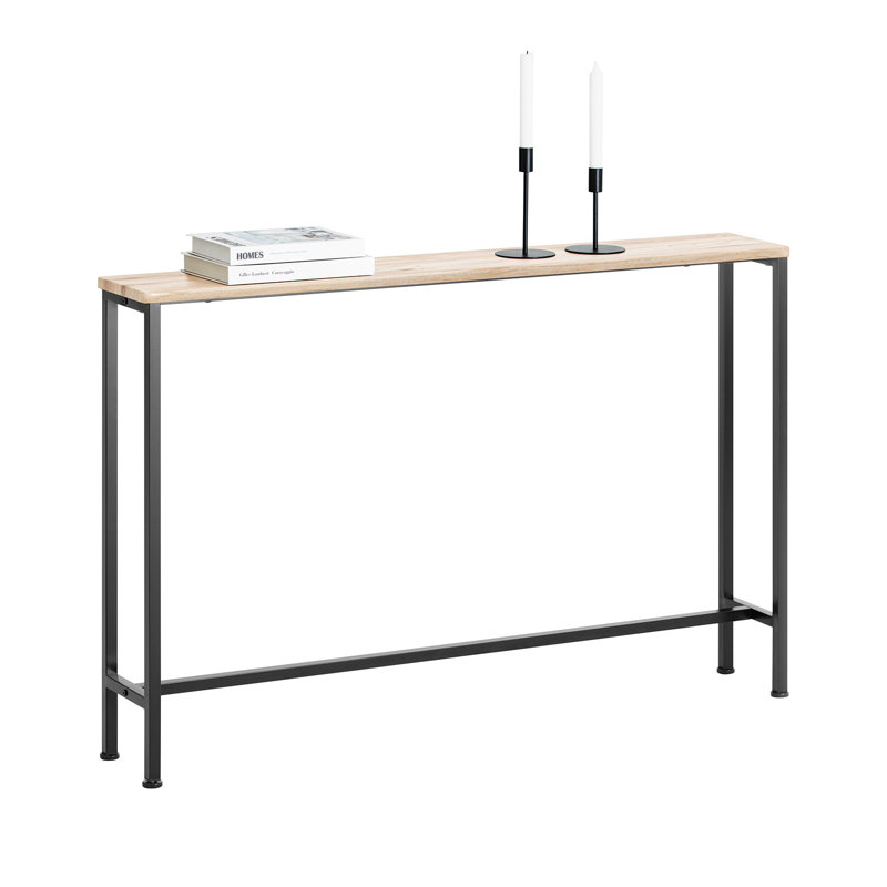 Abingt 120cm Console Table, Light Wooden Effect, 80cm H x 120cm W x 20cm D, Black