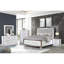 Lit pour grand lit Desire - Tête de lit tapissier à DEL avec rangement pour pied de lit à motif de marbre et garniture métallique pour une chambre à coucher chic et moderne (CA INVENTory)-727347446