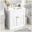 Meuble-lavabo 30 po avec lavabo en céramique, armoire de rangement autoportante moderne avec poignées dorées, portes à fermeture douce-1410146326