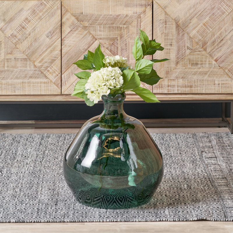Handmade Glass Floor Vase, Sea Green
