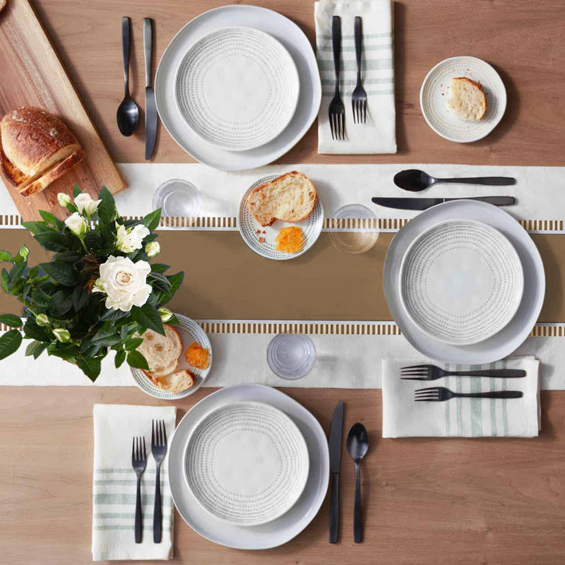 Modern Striped Blended Linen Tablecloth, Grey