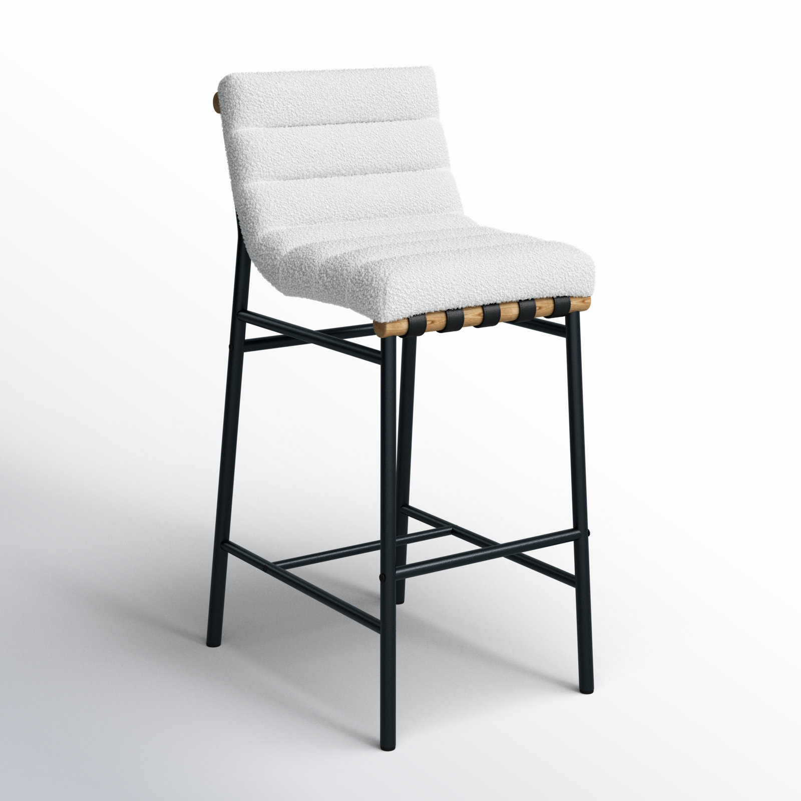 Vincentas Counter Stool, Cream Boucle, Bar Stool (29.9" Seat Height)