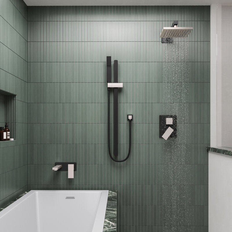 ZLINE Autograph Edition Bliss Waterfall Shower System in Matte Black and Brushed Nickel
